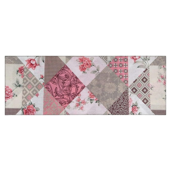 Pioneer Flower Floral Print Pattern Kitchen Rug Mat,Kitchen Runner Rugs Non Skid Washable,Decorative Kitchen Floor Mats for Kitchen,Sink,Laundry,17"X47"