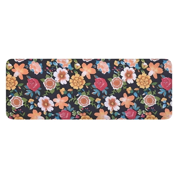 Pioneer Flower Floral Print Pattern Kitchen Rug Mat,Kitchen Runner Rugs Non Skid Washable,Decorative Kitchen Floor Mats for Kitchen,Sink,Laundry,17"x47.2"