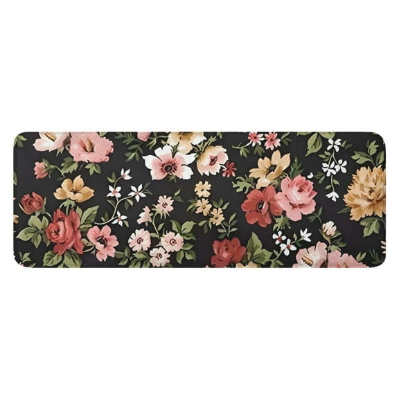 Pioneer Flower Floral Print Pattern Kitchen Rug Mat,Kitchen Runner Rugs Non Skid Washable,Decorative Kitchen Floor Mats for Kitchen,Sink,Laundry,17"x47.2"
