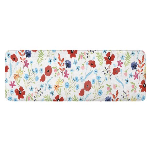 Pioneer Flower Floral Print Pattern Kitchen Rug Mat,Kitchen Runner Rugs Non Skid Washable,Decorative Kitchen Floor Mats for Kitchen,Sink,Laundry,17"x47.2"