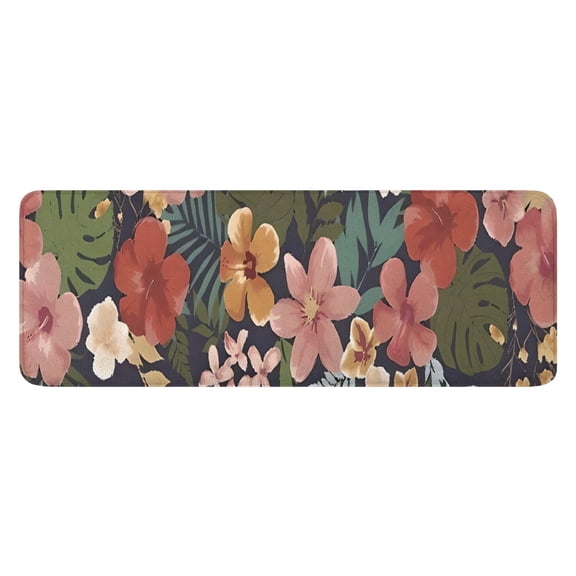 Pioneer Flower Floral Print Pattern Kitchen Rug Mat,Kitchen Runner Rugs Non Skid Washable,Decorative Kitchen Floor Mats for Kitchen,Sink,Laundry,17"x47.2"