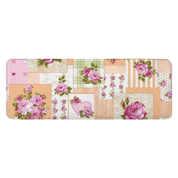 Pioneer Flower Floral Print Pattern Kitchen Rug Mat,Kitchen Runner Rugs Non Skid Washable,Decorative Kitchen Floor Mats for Kitchen,Sink,Laundry,17"x47.2"