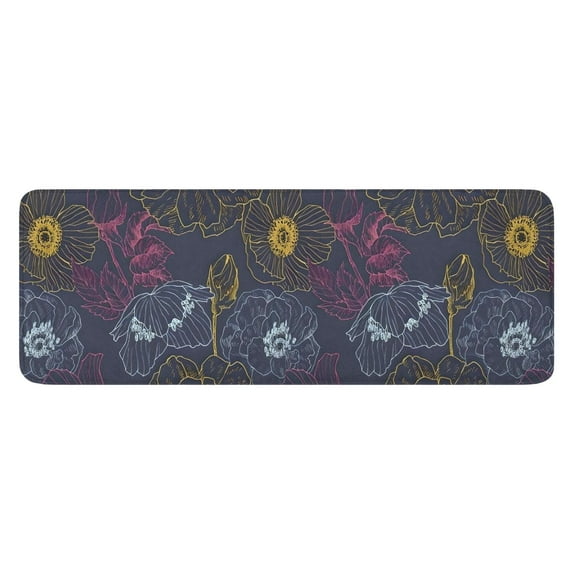 Pioneer Flower Floral Print Pattern Kitchen Rug Mat,Kitchen Runner Rugs Non Skid Washable,Decorative Kitchen Floor Mats for Kitchen,Sink,Laundry,17"x47.2"