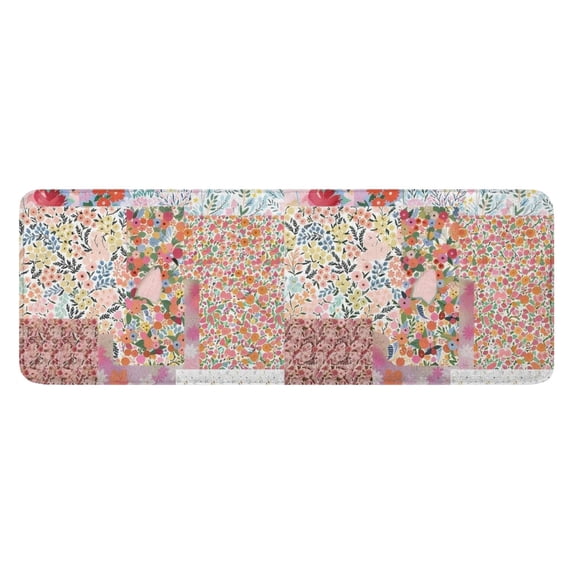 Pioneer Flower Floral Print Pattern Kitchen Rug Mat,Kitchen Runner Rugs Non Skid Washable,Decorative Kitchen Floor Mats for Kitchen,Sink,Laundry,17"x47.2"