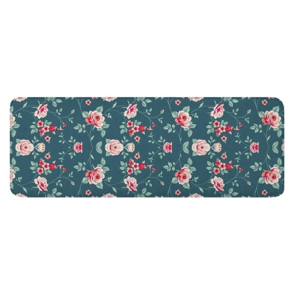 Pioneer Flower Floral Print Pattern Kitchen Rug Mat,Kitchen Runner Rugs Non Skid Washable,Decorative Kitchen Floor Mats for Kitchen,Sink,Laundry,17"x47.2"