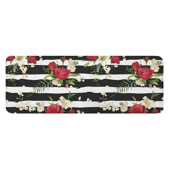 Pioneer Flower Floral Print Pattern Kitchen Rug Mat,Kitchen Runner Rugs Non Skid Washable,Decorative Kitchen Floor Mats for Kitchen,Sink,Laundry,17"x47.2"