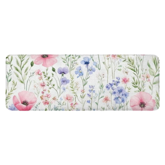 Pioneer Flower Floral Print Pattern Kitchen Rug Mat,Kitchen Runner Rugs Non Skid Washable,Decorative Kitchen Floor Mats for Kitchen,Sink,Laundry,17"x47.2"