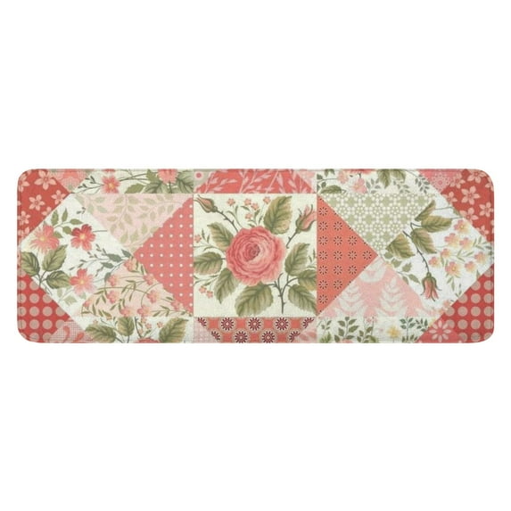 Pioneer Flower Floral Print Pattern Kitchen Rug Mat,Kitchen Runner Rugs Non Skid Washable,Decorative Kitchen Floor Mats for Kitchen,Sink,Laundry,17"x47.2"