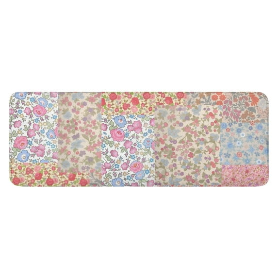 Pioneer Flower Floral Print Pattern Kitchen Rug Mat,Kitchen Runner Rugs Non Skid Washable,Decorative Kitchen Floor Mats for Kitchen,Sink,Laundry,17"x47.2"