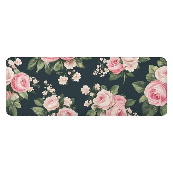 Pioneer Flower Floral Print Pattern Kitchen Rug Mat,Kitchen Runner Rugs Non Skid Washable,Decorative Kitchen Floor Mats for Kitchen,Sink,Laundry,17"x47.2"