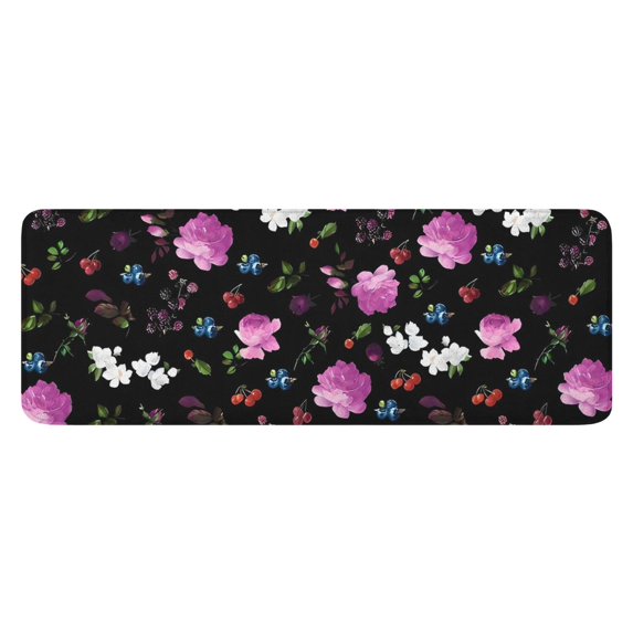 Pioneer Flower Floral Print Pattern Kitchen Rug Mat,Kitchen Runner Rugs Non Skid Washable,Decorative Kitchen Floor Mats for Kitchen,Sink,Laundry,17"x47.2"
