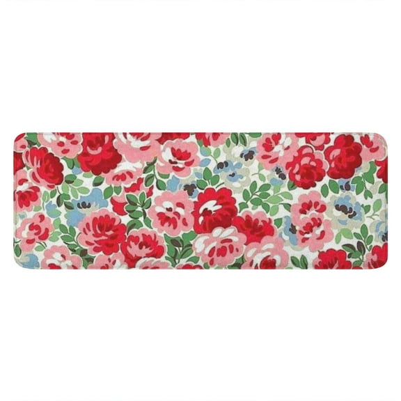 Pioneer Flower Floral Print Pattern Kitchen Rug Mat,Kitchen Runner Rugs Non Skid Washable,Decorative Kitchen Floor Mats for Kitchen,Sink,Laundry,17"x47.2"