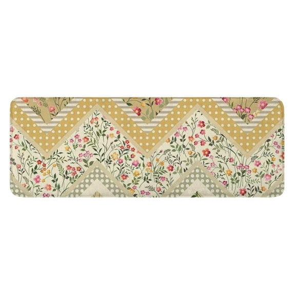 Pioneer Flower Floral Print Pattern Kitchen Rug Mat,Kitchen Runner Rugs Non Skid Washable,Decorative Kitchen Floor Mats for Kitchen,Sink,Laundry,17"x47.2"