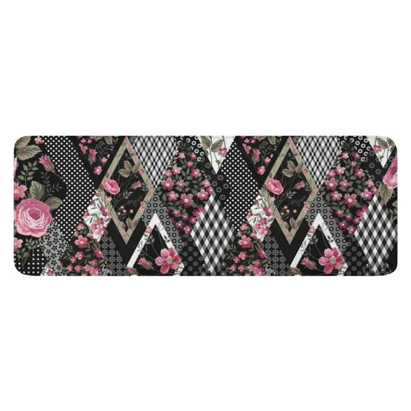 Pioneer Flower Floral Print Pattern Kitchen Rug Mat,Kitchen Runner Rugs Non Skid Washable,Decorative Kitchen Floor Mats for Kitchen,Sink,Laundry,17"x47.2"