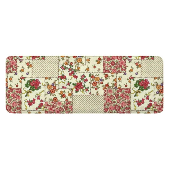 Pioneer Flower Floral Print Pattern Kitchen Rug Mat,Kitchen Runner Rugs Non Skid Washable,Decorative Kitchen Floor Mats for Kitchen,Sink,Laundry,17"x47.2"