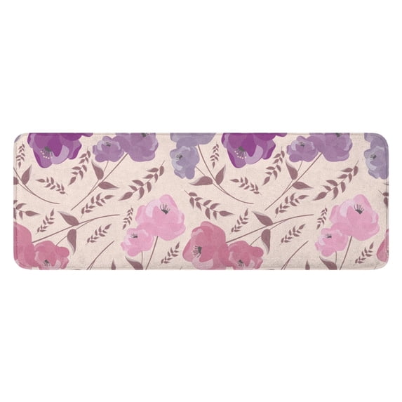 Pioneer Flower Floral Print Pattern Kitchen Rug Mat,Kitchen Runner Rugs Non Skid Washable,Decorative Kitchen Floor Mats for Kitchen,Sink,Laundry,17"x47.2"