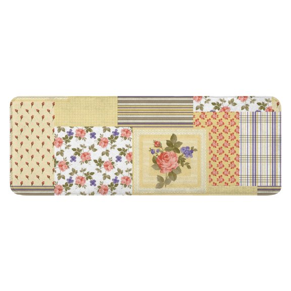 Pioneer Flower Floral Print Pattern Kitchen Rug Mat,Kitchen Runner Rugs Non Skid Washable,Decorative Kitchen Floor Mats for Kitchen,Sink,Laundry,17"x47.2"