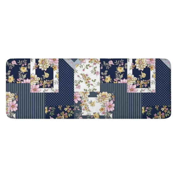 Pioneer Flower Floral Print Pattern Kitchen Rug Mat,Kitchen Runner Rugs Non Skid Washable,Decorative Kitchen Floor Mats for Kitchen,Sink,Laundry,17"x47.2"