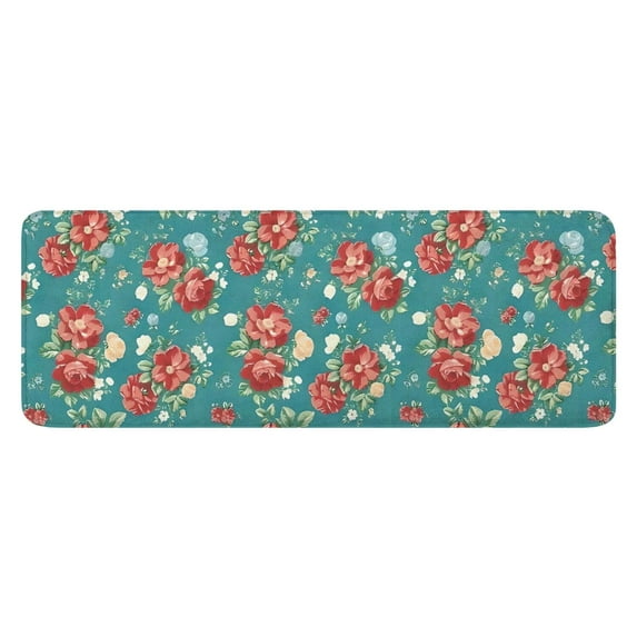 Pioneer Flower Floral Print Pattern Kitchen Rug Mat,Kitchen Runner Rugs Non Skid Washable,Decorative Kitchen Floor Mats for Kitchen,Sink,Laundry,17"x47.2"