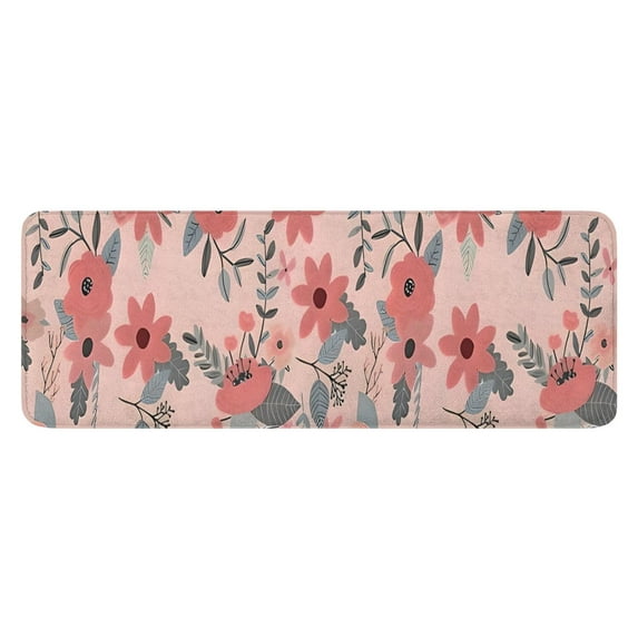 Pioneer Flower Floral Print Pattern Kitchen Rug Mat,Kitchen Runner Rugs Non Skid Washable,Decorative Kitchen Floor Mats for Kitchen,Sink,Laundry,17"x47.2"
