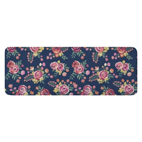 Pioneer Flower Floral Print Pattern Kitchen Rug Mat,Kitchen Runner Rugs Non Skid Washable,Decorative Kitchen Floor Mats for Kitchen,Sink,Laundry,17"x47.2"