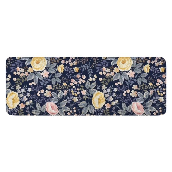 Pioneer Flower Floral Print Pattern Kitchen Rug Mat,Kitchen Runner Rugs Non Skid Washable,Decorative Kitchen Floor Mats for Kitchen,Sink,Laundry,17"x47.2"