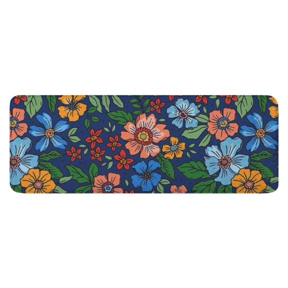 Pioneer Flower Floral Print Pattern Kitchen Rug Mat,Kitchen Runner Rugs Non Skid Washable,Decorative Kitchen Floor Mats for Kitchen,Sink,Laundry,17"x47.2"