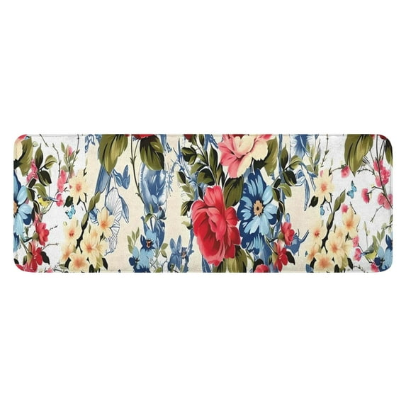 Pioneer Flower Floral Print Pattern Kitchen Rug Mat,Kitchen Runner Rugs Non Skid Washable,Decorative Kitchen Floor Mats for Kitchen,Sink,Laundry,17"x47.2"