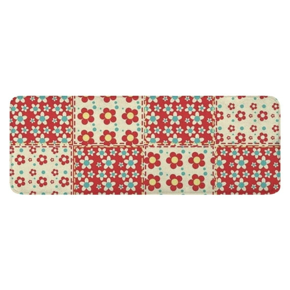 Pioneer Flower Floral Print Pattern Kitchen Rug Mat,Kitchen Runner Rugs Non Skid Washable,Decorative Kitchen Floor Mats for Kitchen,Sink,Laundry,17"x47.2"