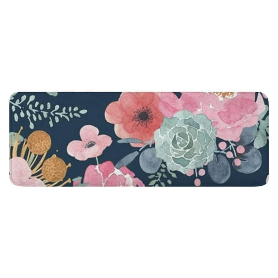 Pioneer Flower Floral Print Pattern Kitchen Rug Mat,Kitchen Runner Rugs Non Skid Washable,Decorative Kitchen Floor Mats for Kitchen,Sink,Laundry,17"x47.2"