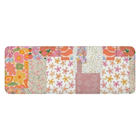 Pioneer Flower Floral Print Pattern Kitchen Rug Mat,Kitchen Runner Rugs Non Skid Washable,Decorative Kitchen Floor Mats for Kitchen,Sink,Laundry,17"x47.2"