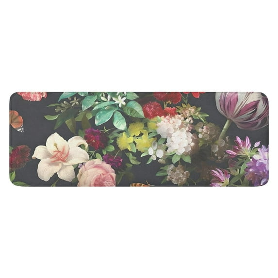Pioneer Flower Floral Print Pattern Kitchen Rug Mat,Kitchen Runner Rugs Non Skid Washable,Decorative Kitchen Floor Mats for Kitchen,Sink,Laundry,17"x47.2"