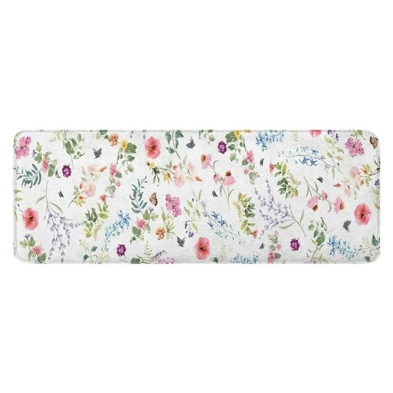 Pioneer Flower Floral Print Pattern Kitchen Rug Mat,Kitchen Runner Rugs Non Skid Washable,Decorative Kitchen Floor Mats for Kitchen,Sink,Laundry,17"x47.2"