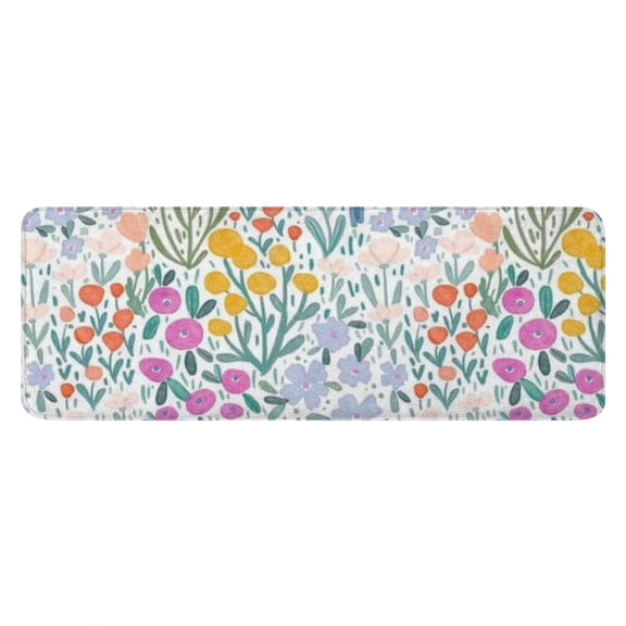 Pioneer Flower Floral Print Pattern Kitchen Rug Mat,Kitchen Runner Rugs Non Skid Washable,Decorative Kitchen Floor Mats for Kitchen,Sink,Laundry,17"x47.2"