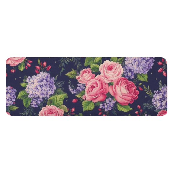 Pioneer Flower Floral Print Pattern Kitchen Rug Mat,Kitchen Runner Rugs Non Skid Washable,Decorative Kitchen Floor Mats for Kitchen,Sink,Laundry,17"x47.2"