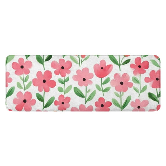 Pioneer Flower Floral Print Pattern Kitchen Rug Mat,Kitchen Runner Rugs Non Skid Washable,Decorative Kitchen Floor Mats for Kitchen,Sink,Laundry,17"x47.2"