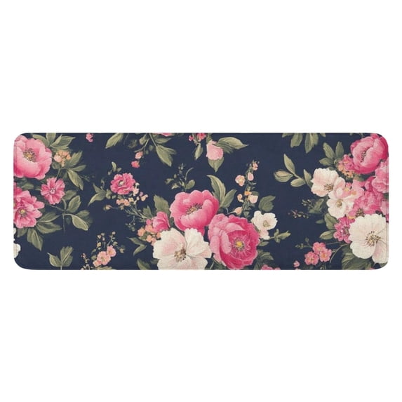 Pioneer Flower Floral Print Pattern Kitchen Rug Mat,Kitchen Runner Rugs Non Skid Washable,Decorative Kitchen Floor Mats for Kitchen,Sink,Laundry,17"x47.2"