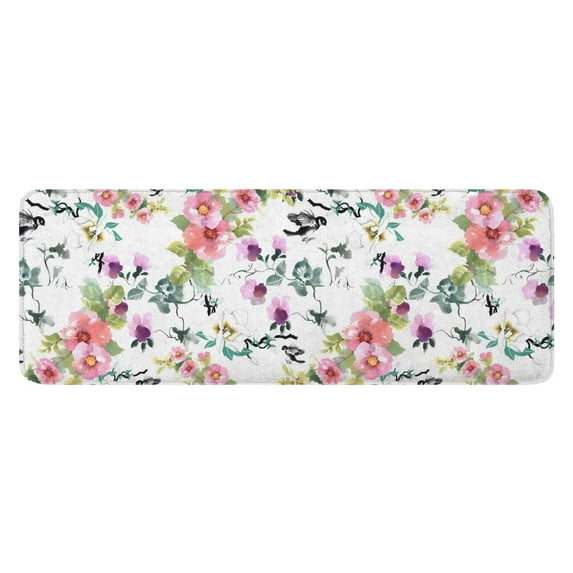 Pioneer Flower Floral Print Pattern Kitchen Rug Mat,Kitchen Runner Rugs Non Skid Washable,Decorative Kitchen Floor Mats for Kitchen,Sink,Laundry,17"x47.2"