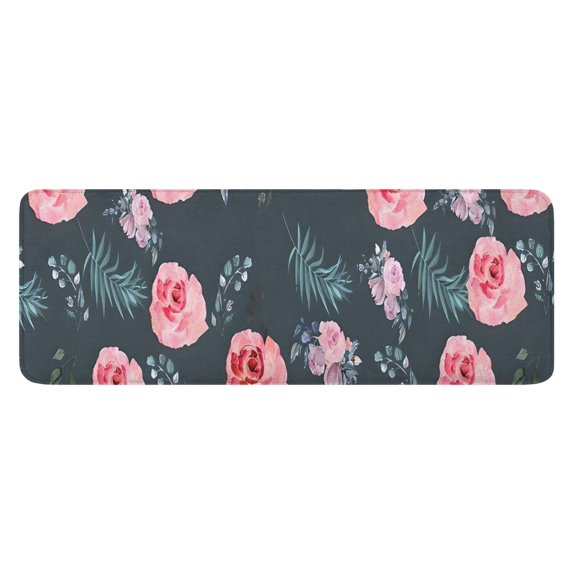 Pioneer Flower Floral Print Pattern Kitchen Rug Mat,Kitchen Runner Rugs Non Skid Washable,Decorative Kitchen Floor Mats for Kitchen,Sink,Laundry,17"x47.2"