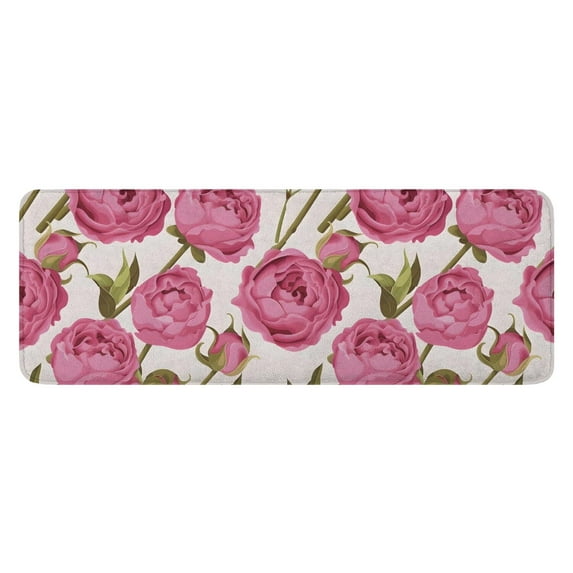 Pioneer Flower Floral Print Pattern Kitchen Rug Mat,Kitchen Runner Rugs Non Skid Washable,Decorative Kitchen Floor Mats for Kitchen,Sink,Laundry,17"x47.2"