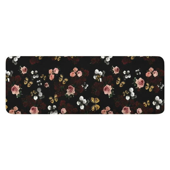 Pioneer Flower Floral Print Pattern Kitchen Rug Mat,Kitchen Runner Rugs Non Skid Washable,Decorative Kitchen Floor Mats for Kitchen,Sink,Laundry,17"x47.2"