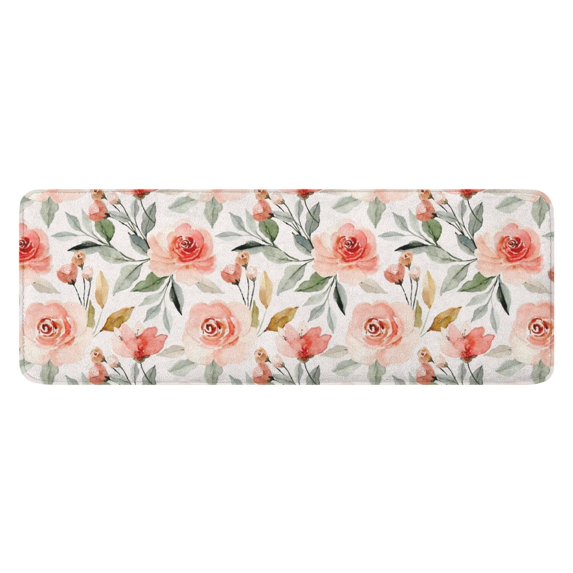 Pioneer Flower Floral Print Pattern Kitchen Rug Mat,Kitchen Runner Rugs Non Skid Washable,Decorative Kitchen Floor Mats for Kitchen,Sink,Laundry,17"x47.2"