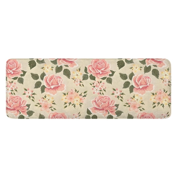Pioneer Flower Floral Print Pattern Kitchen Rug Mat,Kitchen Runner Rugs Non Skid Washable,Decorative Kitchen Floor Mats for Kitchen,Sink,Laundry,17"x47.2"