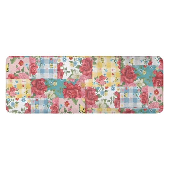 Pioneer Flower Floral Print Pattern Kitchen Rug Mat,Kitchen Runner Rugs Non Skid Washable,Decorative Kitchen Floor Mats for Kitchen,Sink,Laundry,17"x47.2"