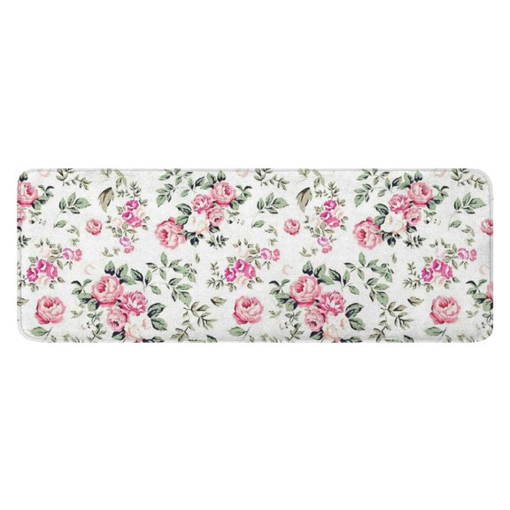 Pioneer Flower Floral Print Pattern Kitchen Rug Mat,Kitchen Runner Rugs Non Skid Washable,Decorative Kitchen Floor Mats for Kitchen,Sink,Laundry,17"x47.2"