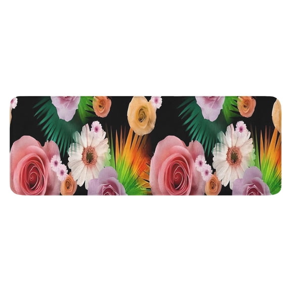 Pioneer Flower Floral Print Pattern Kitchen Rug Mat,Kitchen Runner Rugs Non Skid Washable,Decorative Kitchen Floor Mats for Kitchen,Sink,Laundry,17"x47.2"