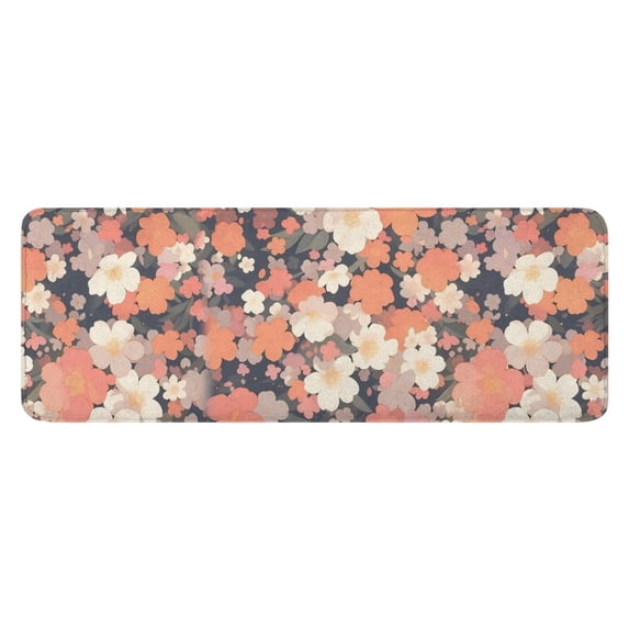 Pioneer Flower Floral Print Pattern Kitchen Rug Mat,Kitchen Runner Rugs Non Skid Washable,Decorative Kitchen Floor Mats for Kitchen,Sink,Laundry,17"x47.2"