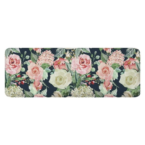 Pioneer Flower Floral Print Pattern Kitchen Rug Mat,Kitchen Runner Rugs Non Skid Washable,Decorative Kitchen Floor Mats for Kitchen,Sink,Laundry,17"x47.2"