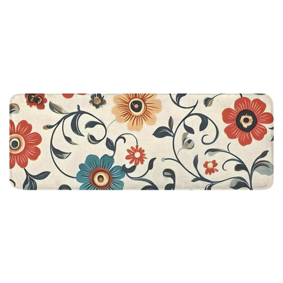Pioneer Flower Floral Print Pattern Kitchen Rug Mat,Kitchen Runner Rugs Non Skid Washable,Decorative Kitchen Floor Mats for Kitchen,Sink,Laundry,17"x47.2"