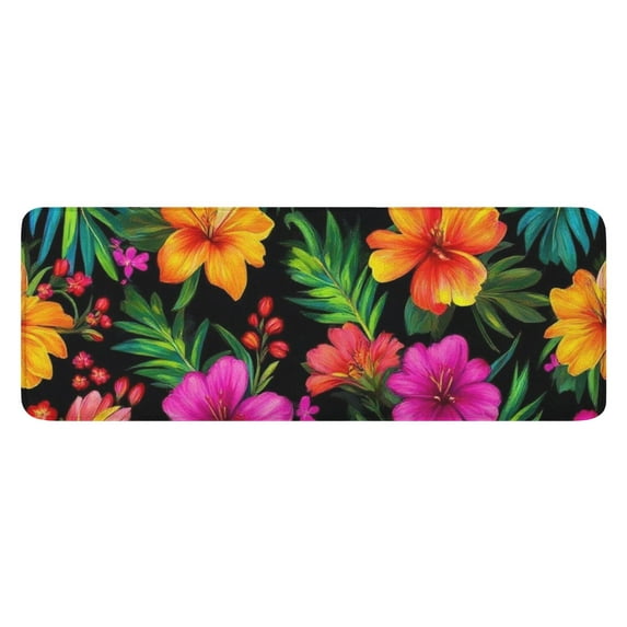Pioneer Flower Floral Print Pattern Kitchen Rug Mat,Kitchen Runner Rugs Non Skid Washable,Decorative Kitchen Floor Mats for Kitchen,Sink,Laundry,17"x47.2"
